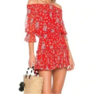 Misa  Los Angeles Women Dress Darla red  Floral paisley SZM Great Conditions